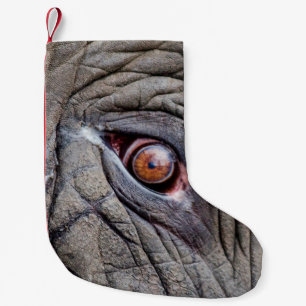 Dierenolifantenoog dicht bij kleine kerstsok