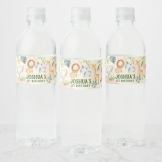 Dierenpark Waterfles Label, Safari Wild One Label Etiket