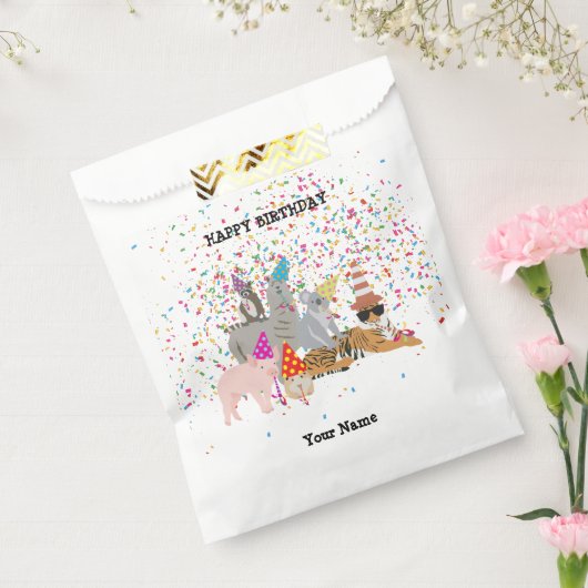 Dierenpartij - Dieren op de geboorte Bedankzakje (Gezegeld)