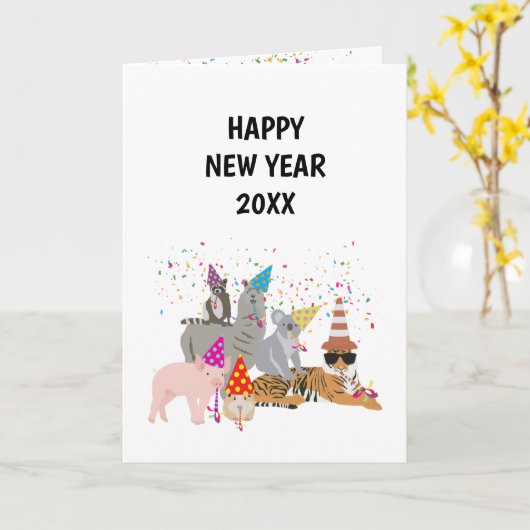 Dierenpartij - Dierenfeestdag nieuwe jaren Kaart (Gele Bloem)