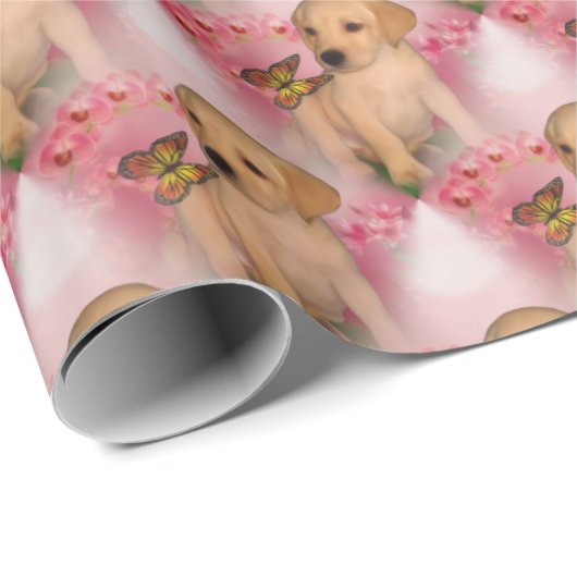 Dierenpatrouille gele lab puppy Butterfly Cadeaupapier (Rol Hoek)