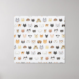 Dierenplezier: Katten Honden Doodle Mix Canvas Afdruk