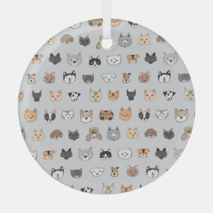 Dierenplezier: Katten Honden Doodle Mix Glas Ornament