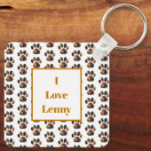 Dierenpoot Silhouet Halloween Sinaasappel Wit Sleutelhanger (Achterkant)