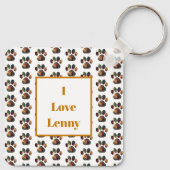 Dierenpoot Silhouet Halloween Sinaasappel Wit Sleutelhanger (Achterkant)