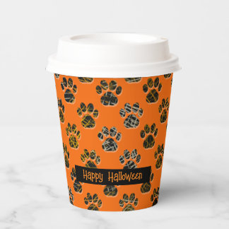 Dierenpoot Silhouet Huisdieren Gelukkig Halloween Papieren Bekers