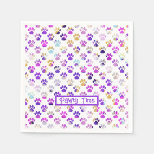Dierenpoot Silhouet Paars Roze Pawty Papier Servet
