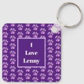 Dierenpoot silhouet Paarse aangepaste foto Sleutelhanger (Achterkant)