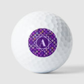 Dierenpoot silhouet Paarse aangepaste monogram Golfballen (Voorkant)