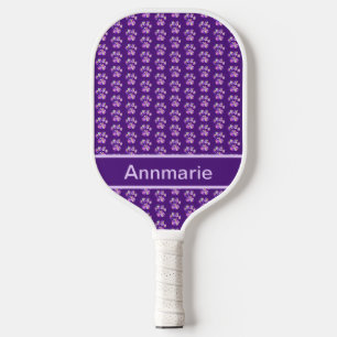 Dierenpoot Silhouet Paarse Roze op Paarse Custom Pickleball Paddle