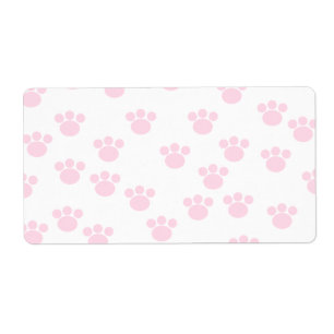 Dierenpootdruk. Licht roze en wit patroon. Etiket