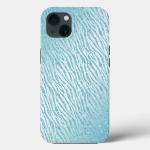 Dierenprint Blauw Glitter Glam iPhone 13 Hoesje