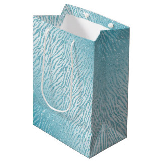 Dierenprint Blauw Glitter Glam Medium Cadeauzakje