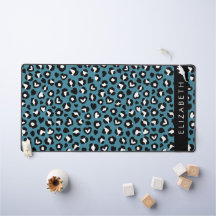 Dierenprint, Blauwe luipaard, Harten, Jouw naam