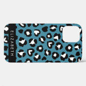 Dierenprint, Blauwe luipaard, Harten, Jouw naam Case-Mate iPhone Case (Achterkant (horizontaal))
