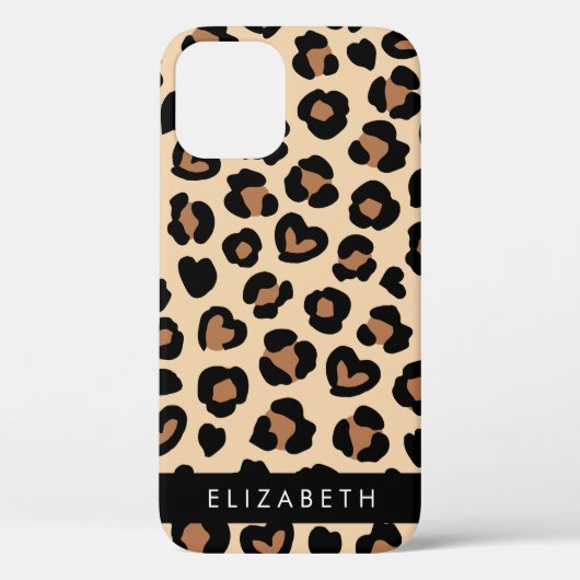 Dierenprint, Bruin Luipaard, Harten, Jouw naam Case-Mate iPhone Case (Achterkant)