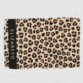 Dierenprint, Bruin Luipaard, Harten, Jouw naam Golfhanddoek (Horizontaal)