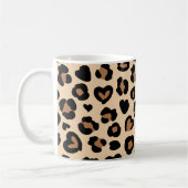 Dierenprint, Bruin Luipaard, Harten, Jouw naam Koffiemok (Links)