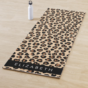 Dierenprint, Bruin Luipaard, Harten, Jouw naam Yogamat