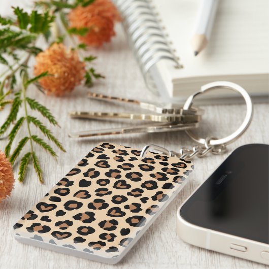 Dierenprint, Bruine luipaard, Cheetah Spots, Harte Sleutelhanger (Voorkant Rechts)