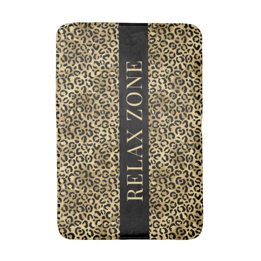 Dierenprint Faux Gold Black Badmat (Voorkant Verticaal)