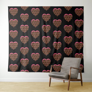 Dierenprint Harten Patroon Wandkleed
