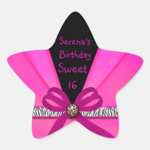 Dierenprint Heet Roze & Zwart Gevouwen Zoet 16 Ster Sticker