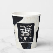 Dierenprint Heilige Koe Verjaardagspapier beker (Voorkant)