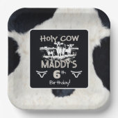 Dierenprint Heilige Koe Verjaardagspapier Bord (Voorkant)
