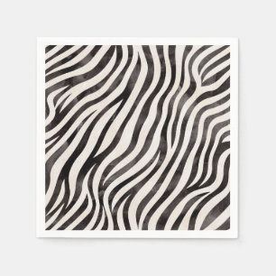Dierenprint Moderne Zwarte & Witte Bruiloft Feest Servet