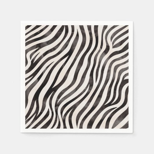 Dierenprint Moderne Zwarte & Witte Bruiloft Feest  Servet (Voorkant)