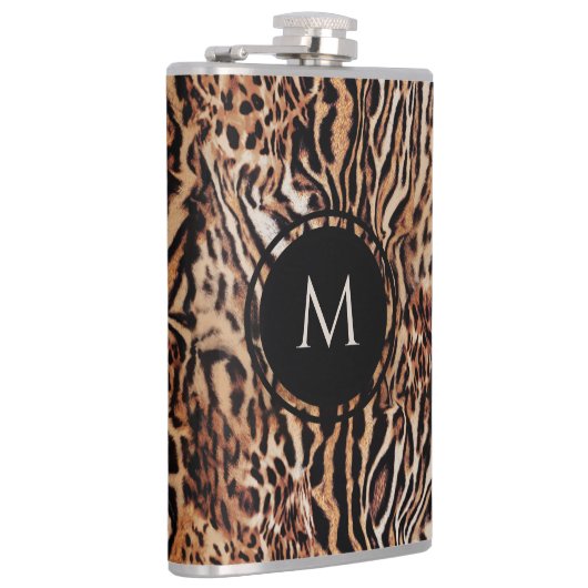 Dierenprint oerwoud safari met uw monogram heupfles (Rechts)