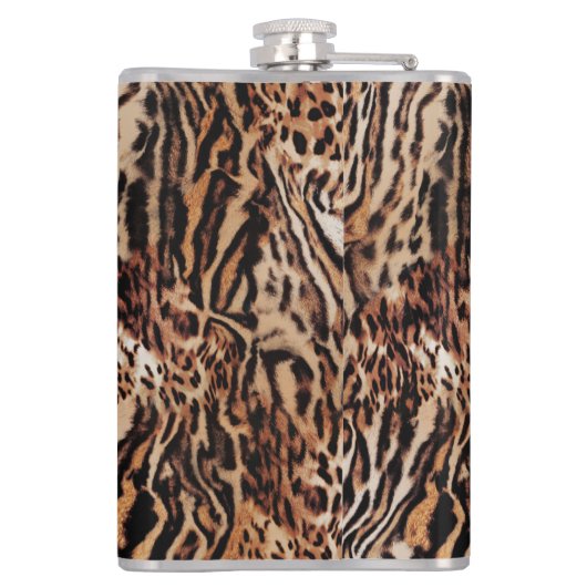 Dierenprint oerwoud safari met uw monogram heupfles (Achterkant)