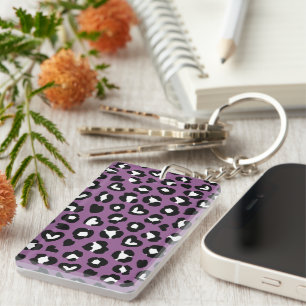 Dierenprint, Paarse luipaard, Cheetah Spots, Hart Sleutelhanger