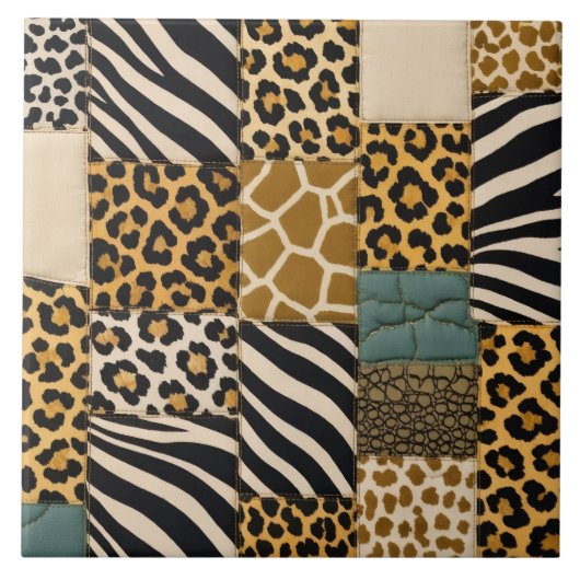 Dierenprint Patchwork Tegeltje (Voorkant)