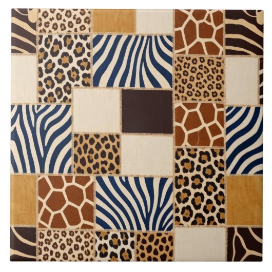 Dierenprint Patchwork Tegeltje (Voorkant)