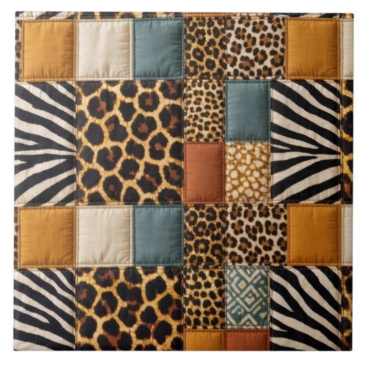 Dierenprint Patchwork Tegeltje (Voorkant)