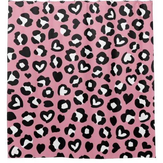 Dierenprint, roze luipaard, cheetah vlekken, harte douchegordijn (Voorkant)