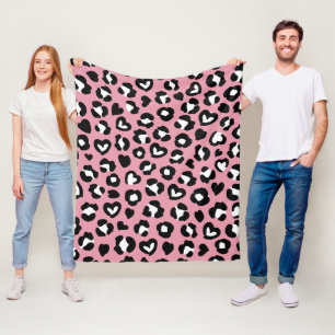 Dierenprint, roze luipaard, cheetah vlekken, harte fleece deken
