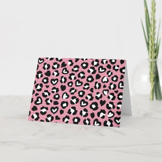 Dierenprint, roze luipaard, cheetah vlekken, harte kaart (Voorkant)