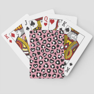 Dierenprint, roze luipaard, cheetah vlekken, harte pokerkaarten