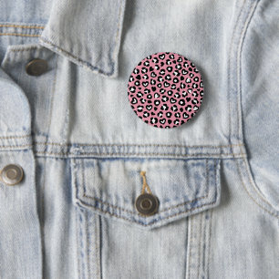 Dierenprint, roze luipaard, cheetah vlekken, harte ronde button 5,7 cm