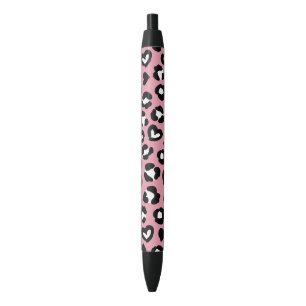 Dierenprint, roze luipaard, cheetah vlekken, harte zwarte inkt pen