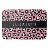 Dierenprint, roze luipaard, harten, Jouw naam Badmat (Voorkant)