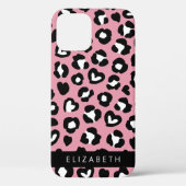 Dierenprint, roze luipaard, harten, Jouw naam Case-Mate iPhone Case (Achterkant)
