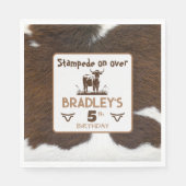 Dierenprint Rundvee Stampede Bruin Verjaardag Servet (Voorkant)