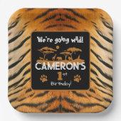 Dierenprint Tijger Verjaardagspapier Bord (Voorkant)