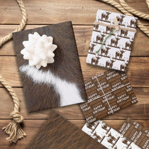 Dierenprint vee Stampede Bruin Inpakpapier Vel