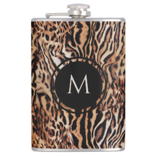Dierenprint Wilde Safari met uw Monogram Heupfles
