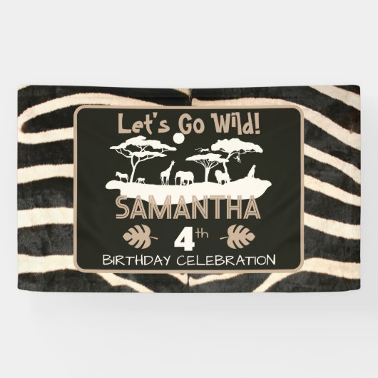 Dierenprint Zebra Verjaardagsbanner Spandoek (Horizontaal)